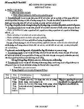 Đề cương ôn tập học kì I Ngữ văn lớp 6 - Năm học 2016-2017